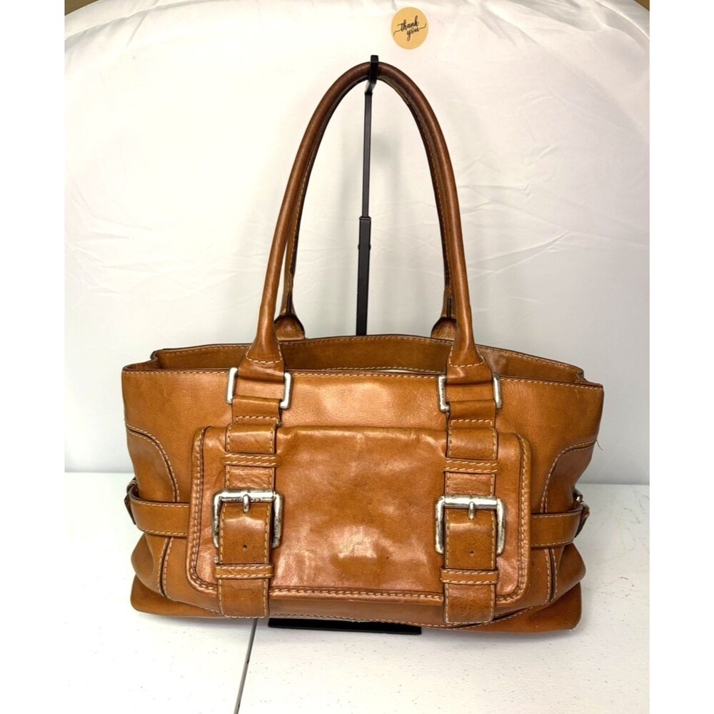 Michael Michael Kors Brookville Leather Shopper Handbag Caramel Leather VTG Y2K